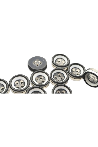 TB-PGSG  圓形加厚 白加黑加透明 三層樹脂 碗扣襯衫紐扣 鈕扣 18L=11.5 MM  HX-001 正面照